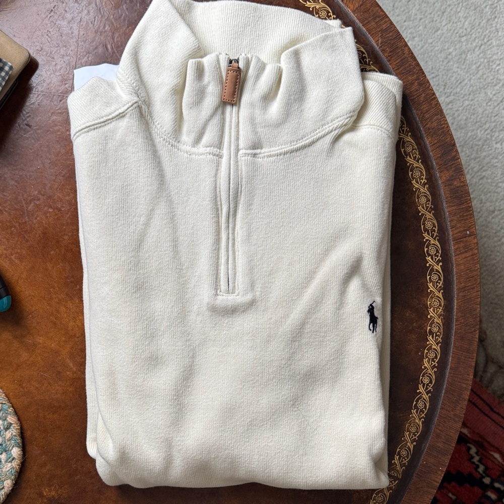 NWT Polo by Ralph Lauren Off-White Quarter-Zip Sweater for Men